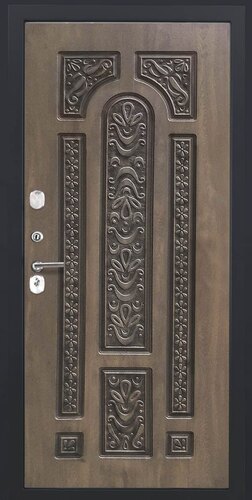 Металлическая дверь Luxor - 37 - Д-19 (16мм, Грецкий орех + черная патина винорит)